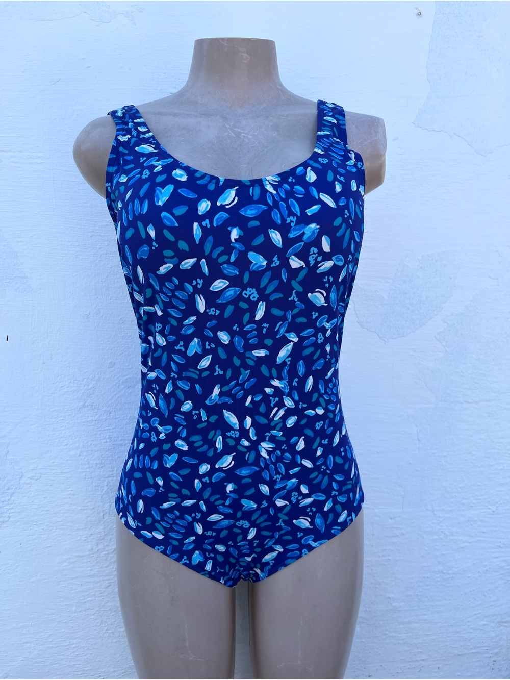 L.L. Bean Blue Leaf-Print One-Piece Swimsuit